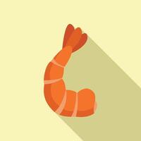 Cooked shrimp lying on its side with long shadow vector