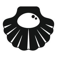 Open scallop shell showing inner pearl in simple style vector