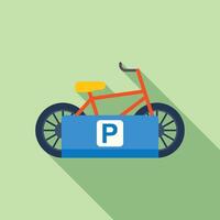 Bicycle parked in bicycle parking space with parking sign vector