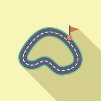 Winding road leading to finish line with red flag marking destination point vector