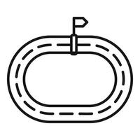 Running track oval with finish line flag icon showing sport and competition vector