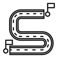 Winding road leading to a finish line with a flag marking the destination vector