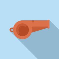 Red whistle is lying on blue background with shadow vector