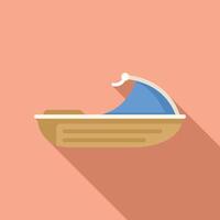 Small fishing boat floating on the water with long shadow vector