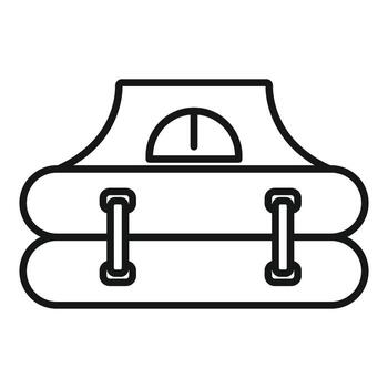 Catamaran boat with canopy top icon, outline style, isolated on white background vector