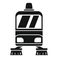 Street cleaning machine using rotating brushes icon vector