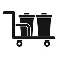 Hotel service cart carrying two trash cans for room cleaning vector