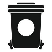 Large empty trash can with wheels and closed lid recycling icon vector