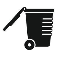 Mobile garbage container icon showing open lid and wheel vector