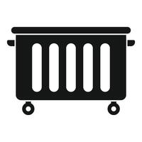 Mobile metal trash container being used for waste collection vector