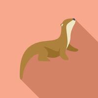 Curious otter looking up with long shadow vector