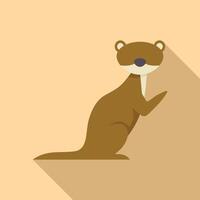 Standing otter looking sideways with long shadow vector