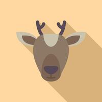 Cute reindeer head looking forward with big ears and antlers illustration vector