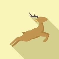 Brown deer jumping with long shadow on yellow background vector
