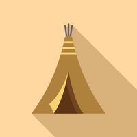 Brown teepee standing on pale orange background with long shadow vector