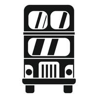 Black double decker bus front view public transportation icon vector