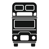 Black double decker bus front view icon simple style vector