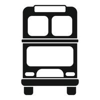 Black and white double decker bus front view icon vector