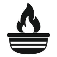 Fire burning in bowl icon, simple style vector
