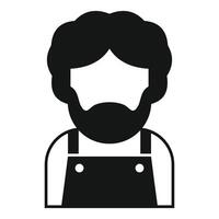 Bearded man wearing overalls and smiling simple icon vector