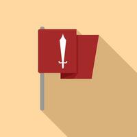 Red flag with sword waving in the wind vector