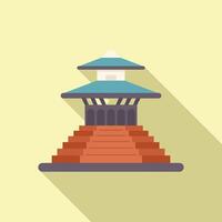Traditional asian temple building standing on a stone platform vector