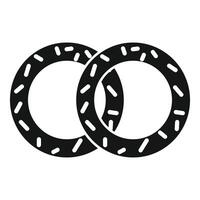 Two interlocked black rubber gaskets with white dots pattern are lying vector