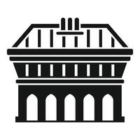 Ancient building with columns and complex roof design icon vector