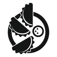 Plate of empanadas serving with dipping sauce icon, simple style vector