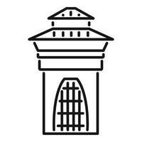 Ancient building with arched entrance and tiled roof icon, outline style, suitable for tourism industry vector
