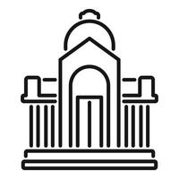 Government building facade with columns and dome icon vector
