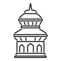 Line art drawing of traditional nepalese temple architecture vector