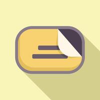 Blank rounded rectangular sticker with curl up corner showing text lines vector