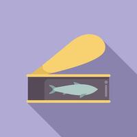 Open tin can with sardine preserved fish inside vector
