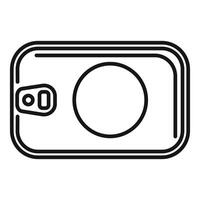 Action camera showing lens and buttons on top view vector