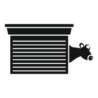 Cow head peeking out of garage door icon simple style vector