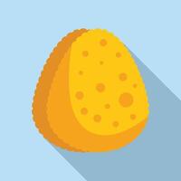 Round breaded chicken nugget with texture being cooked vector