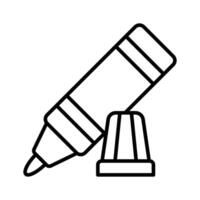 A marker is a writing tool with a felt tip used for drawing, writing, or highlighting on surfaces like paper, whiteboards vector