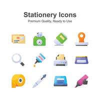 Pack of stationery icons in editable style ready to use vectors