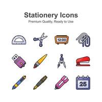 Well designed stationery icons set in editable style vector