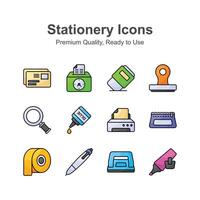 Pack of stationery icons in editable style ready to use vectors