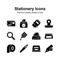 Pack of stationery icons in editable style ready to use vectors