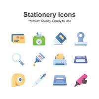 Pack of stationery icons in editable style ready to use vectors