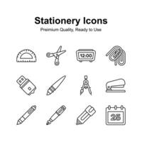 Well designed stationery icons set in editable style vector