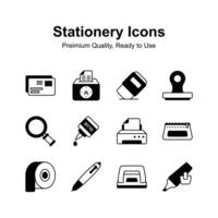 Pack of stationery icons in editable style ready to use vectors