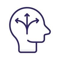 An icon of a human head with arrows pointing in different directions, symbolizing decision making and choices vector