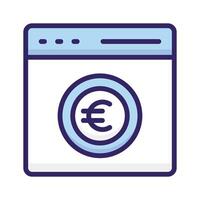 Dollar coin inside webpage showing concept icon of pay per click or monetization vector