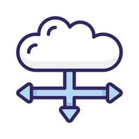 An icon representing cloud-based data distribution and network connectivity solutions vector