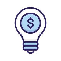 Dollar inside bulb depicting innovative idea, financial idea icon design vector