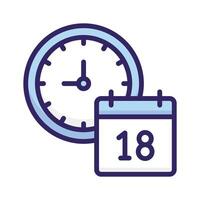 Calendar with clock showing concept icon of timetable in modern style vector